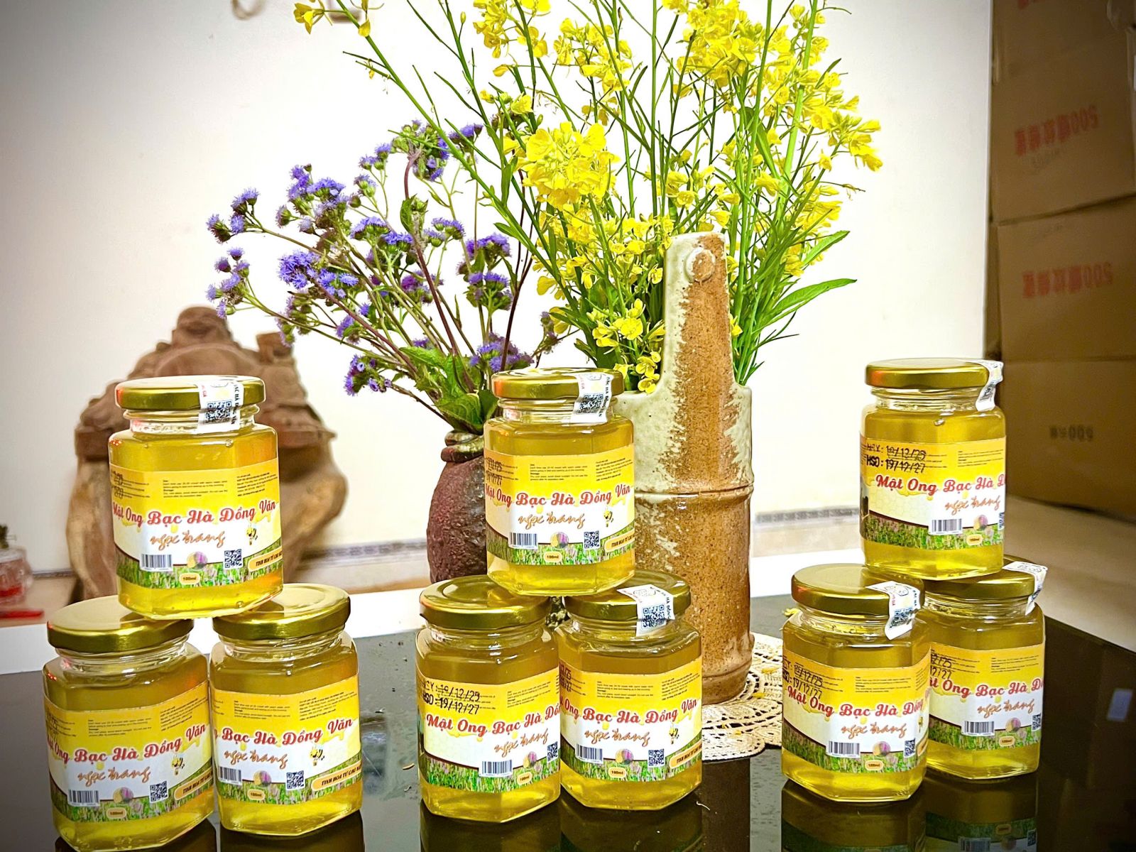 Mật ong bạc hà 500ml (chai nhựa m2) OCOP 3 sao