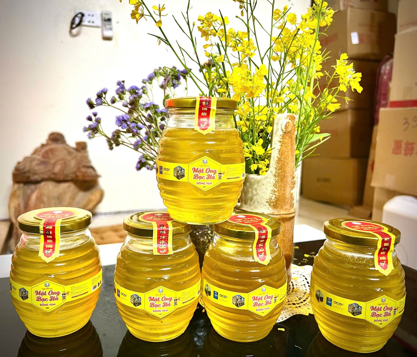 Mật ong bạc hà 500ml (dạng chai nhựa m3) OCOP 3 sao